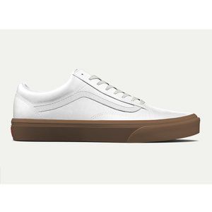 VANS Old Skool White Leather Gumsole (Unisex)